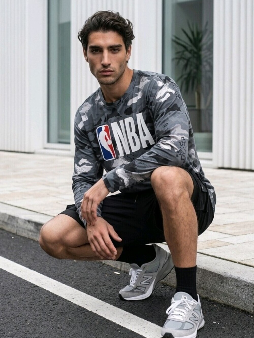 NBA camo long sleeve pullover shirt lightweight Sz XL